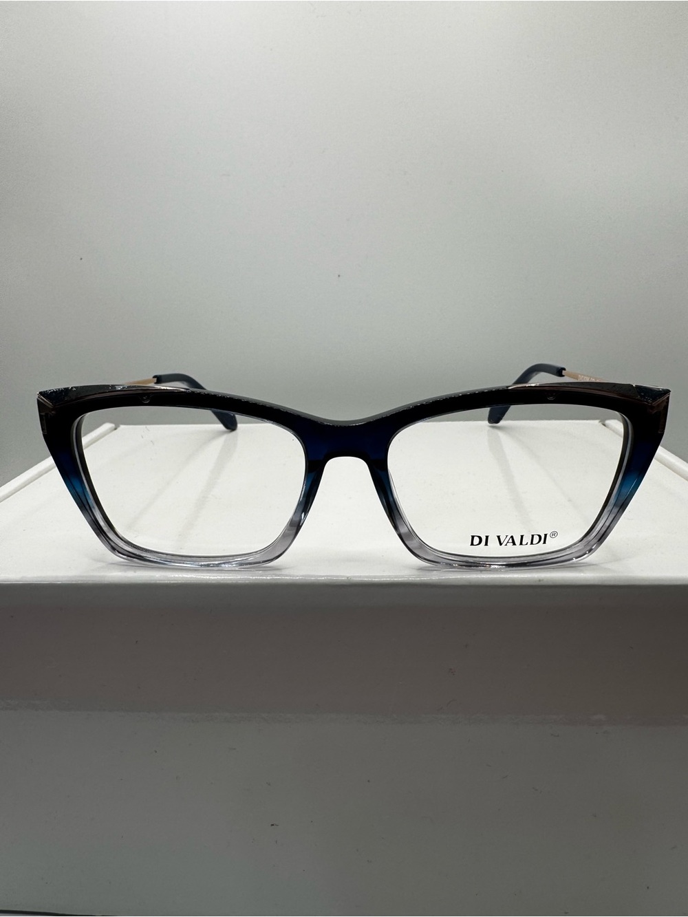 Di Valdi DVO 8266 Eyeglasses Frames Blue Gradient Cat Eye 54-17-142 Demo L